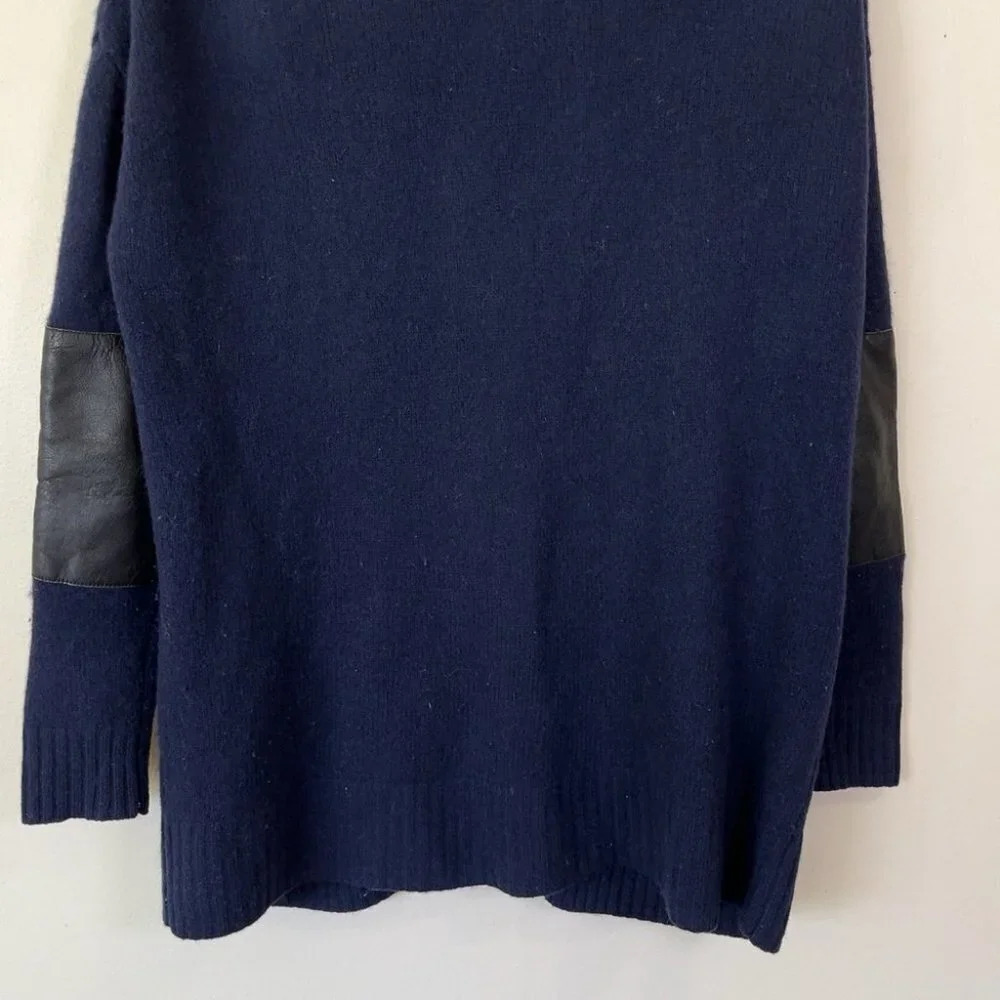 Madewell Lambswool Leather Trim Navy Cardigan - Picture 11 of 12